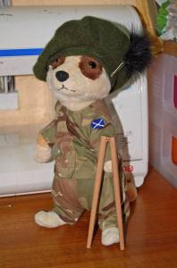 plush meerkat in army uniform